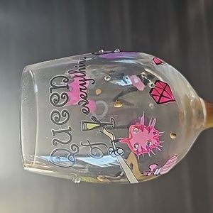 Queen of Everthing Painted Wine Glass